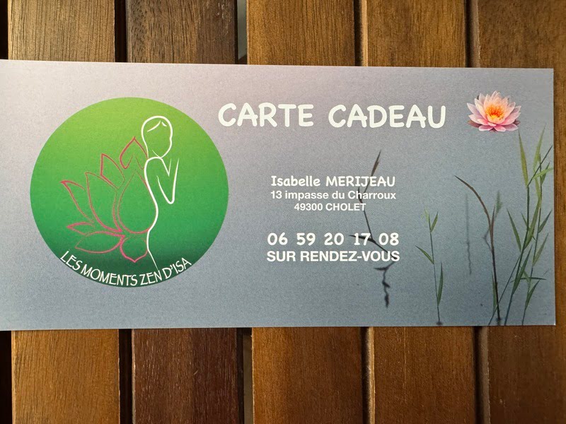 Carte cadeau massage – Les Moments Zen d’Isa Cholet